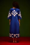 Shop_Indian Summer Story_Blue Cotton Embroidery V-neck Sitara Thread Dress _at_Aza_Fashions