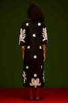 Shop_Indian Summer Story_Black Cotton, Poplin Embroidery V-neck Tulip Thread Dress _at_Aza_Fashions