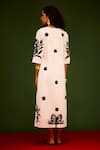 Shop_Indian Summer Story_Ivory Cotton, Poplin Embroidery V-neck Tulip Thread Dress _at_Aza_Fashions