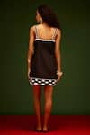 Shop_Indian Summer Story_Black Cotton, Poplin Embroidery Square Neck Tulip Thread Dress _at_Aza_Fashions