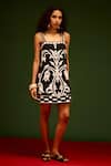 Indian Summer Story_Black Cotton, Poplin Embroidery Square Neck Tulip Thread Dress _Online_at_Aza_Fashions