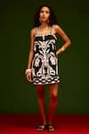 Buy_Indian Summer Story_Black Cotton, Poplin Embroidery Square Neck Tulip Thread Dress _Online_at_Aza_Fashions