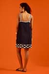 Shop_Indian Summer Story_Navy Denim Embroidery Square Neck Thread Dress _at_Aza_Fashions