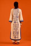 Shop_Indian Summer Story_Beige Embroidery, Tassels Split V-neck Thread Kurta And Pant Set _at_Aza_Fashions