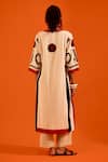 Shop_Indian Summer Story_Beige Jacquard Embroidery V-neck Maasai Motif Kurta And Pant Set _at_Aza_Fashions