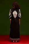 Shop_Indian Summer Story_Black Cotton Embroidery V-neck Botanical Maxi Thread Dress _at_Aza_Fashions