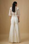 Shop_Asaga_Ivory Satin, Organza, Chinon, Tulle Mirrors Seabryn Work Cape Sharara Set _at_Aza_Fashions