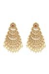 Shop_Vivinia By Vidhi Mehra_Gold Plated Pearls, Stones Kundan Embellished Earrings _at_Aza_Fashions