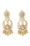 Shop_Vivinia By Vidhi Mehra_Gold Plated Pearls, Stones Kundan Embellished Chandbali Earrings _at_Aza_Fashions