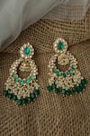 Buy_Vivinia By Vidhi Mehra_Gold Plated Pearls, Stones Embellished Chandbali Earrings _at_Aza_Fashions