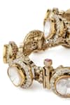 Buy_Vivinia By Vidhi Mehra_Gold Plated Stones, Rhinestones Asymmetric Embellished Bangles _Online_at_Aza_Fashions