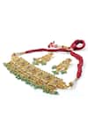 Buy_Vivinia By Vidhi Mehra_Multi Color Stones, Pearls, Beads Floral Embellished Choker Set _Online_at_Aza_Fashions