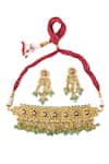 Shop_Vivinia By Vidhi Mehra_Multi Color Stones, Pearls, Beads Floral Embellished Choker Set _at_Aza_Fashions