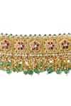 Shop_Vivinia By Vidhi Mehra_Multi Color Stones, Pearls, Beads Floral Embellished Choker Set _Online_at_Aza_Fashions