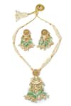 Shop_Vivinia By Vidhi Mehra_Multi Color Pearls, Stones, Beads Floral Embellished Choker Set _at_Aza_Fashions