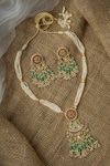 Buy_Vivinia By Vidhi Mehra_Multi Color Pearls, Stones, Beads Floral Embellished Choker Set _at_Aza_Fashions
