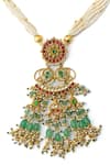Shop_Vivinia By Vidhi Mehra_Multi Color Pearls, Stones, Beads Floral Embellished Choker Set _Online_at_Aza_Fashions