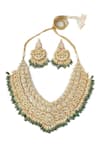 Shop_Vivinia By Vidhi Mehra_Gold Plated Pearls, Stones Kundan Embellished Necklace Set _at_Aza_Fashions