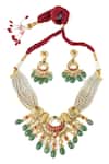Shop_Vivinia By Vidhi Mehra_Multi Color Stones, Pearls Kundan Embellished Necklace Set _at_Aza_Fashions