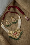 Buy_Vivinia By Vidhi Mehra_Multi Color Stones, Pearls Kundan Embellished Necklace Set _at_Aza_Fashions