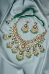 Buy_Vivinia By Vidhi Mehra_Multi Color Pearls, Stones Saadgi Embellished Necklace Set _at_Aza_Fashions