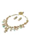 Buy_Vivinia By Vidhi Mehra_Multi Color Stones, Pearls, Beads Polki Embellished Necklace Set _at_Aza_Fashions