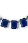 Buy_Vivinia By Vidhi Mehra_Silver Plated Stones Contrast Embellished Necklace Set _Online_at_Aza_Fashions