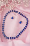 Buy_Vivinia By Vidhi Mehra_Silver Plated Stones Contrast Embellished Necklace Set _at_Aza_Fashions
