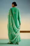 Shop_Shetab Kazmi_Green Cotton Embroidery, Tassels Mandarin Collar Kurta Pant Set _at_Aza_Fashions