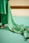 Shop_Shetab Kazmi_Green Cotton Embroidery, Tassels Mandarin Collar Kurta Pant Set _Online_at_Aza_Fashions