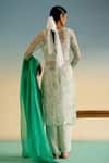 Shop_Shetab Kazmi_White Cotton Embroidery V-neck Floral Print Kurta Pant Set _at_Aza_Fashions