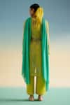 Shop_Shetab Kazmi_Yellow Cotton Tassels, Embroidery V-neck Garden Print Kurta Set _at_Aza_Fashions