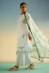 Shop_Shetab Kazmi_White Cotton Embroidery, Tassels Round Neck Kurta Pant Set _Online_at_Aza_Fashions