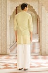 Shop_Contrast By Parth_Mint Silk Embroidery, Mirrors Bani Nehru Jacket And Kurta Set _at_Aza_Fashions