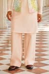 Contrast By Parth_Ivory Silk Embroidery Nehru Jacket Kurta And Pant Set _Online_at_Aza_Fashions