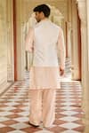 Shop_Contrast By Parth_Ivory Silk Embroidery Nehru Jacket Kurta And Pant Set _at_Aza_Fashions