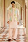 Buy_Contrast By Parth_Ivory Silk Embroidery Nehru Jacket Kurta And Pant Set _at_Aza_Fashions