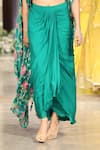 Basanti - Kapde Aur Koffee_Green Chiffon Sequins, Mirrors Sweetheart Embroidered Cape And Draped Skirt Set _Online_at_Aza_Fashions