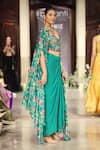 Shop_Basanti - Kapde Aur Koffee_Green Chiffon Sequins, Mirrors Sweetheart Embroidered Cape And Draped Skirt Set _at_Aza_Fashions