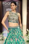 Shop_Basanti - Kapde Aur Koffee_Green Chiffon Sequins, Mirrors, Beads, Embroidery Halter Lehenga With Blouse _at_Aza_Fashions