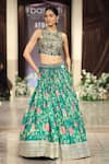 Buy_Basanti - Kapde Aur Koffee_Green Chiffon Sequins, Mirrors, Beads, Embroidery Halter Lehenga With Blouse _at_Aza_Fashions