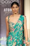 Shop_Basanti - Kapde Aur Koffee_Green Chiffon Sequins, Beads Sweetheart Embroidered Pre-draped Saree With Blouse _at_Aza_Fashions