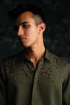 House Of Koa_Olive Green Crepe Embroidery Form And Fade Shirt _Online_at_Aza_Fashions