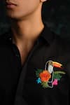 Buy_House Of Koa_Black Satin Embroidery Tropical Crest Shirt _Online_at_Aza_Fashions