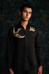 Buy_House Of Koa_Black Satin Embroidery Gilded Spirits Shirt _at_Aza_Fashions