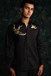 Shop_House Of Koa_Black Satin Embroidery Gilded Spirits Shirt _at_Aza_Fashions