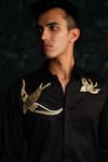 Shop_House Of Koa_Black Satin Embroidery Gilded Spirits Shirt _Online_at_Aza_Fashions