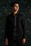 Buy_House Of Koa_Black Satin Embroidery Cheetah Blaze Shirt _at_Aza_Fashions
