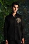 Buy_House Of Koa_Black Satin Embroidery Jungle King Shirt _at_Aza_Fashions