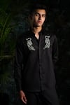 Buy_House Of Koa_Black Satin Embroidery Tigris Shirt _at_Aza_Fashions